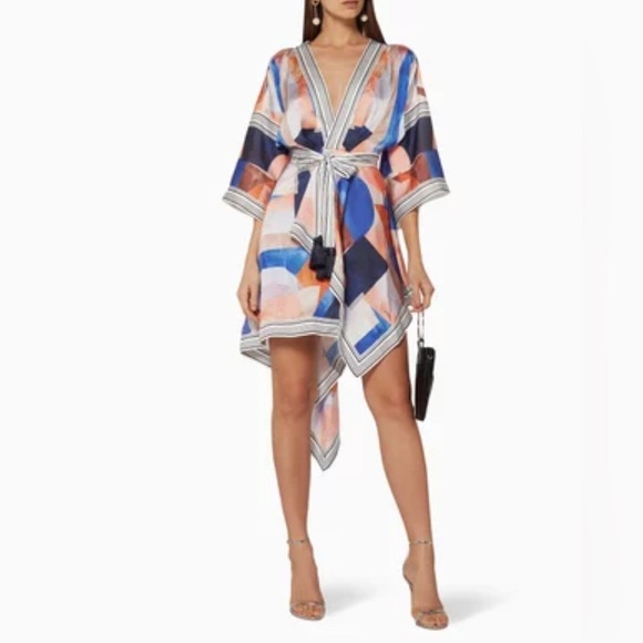 ACLER Multi-Coloured Verona Scarf Kimono Dress 6 - Picture 1 of 15